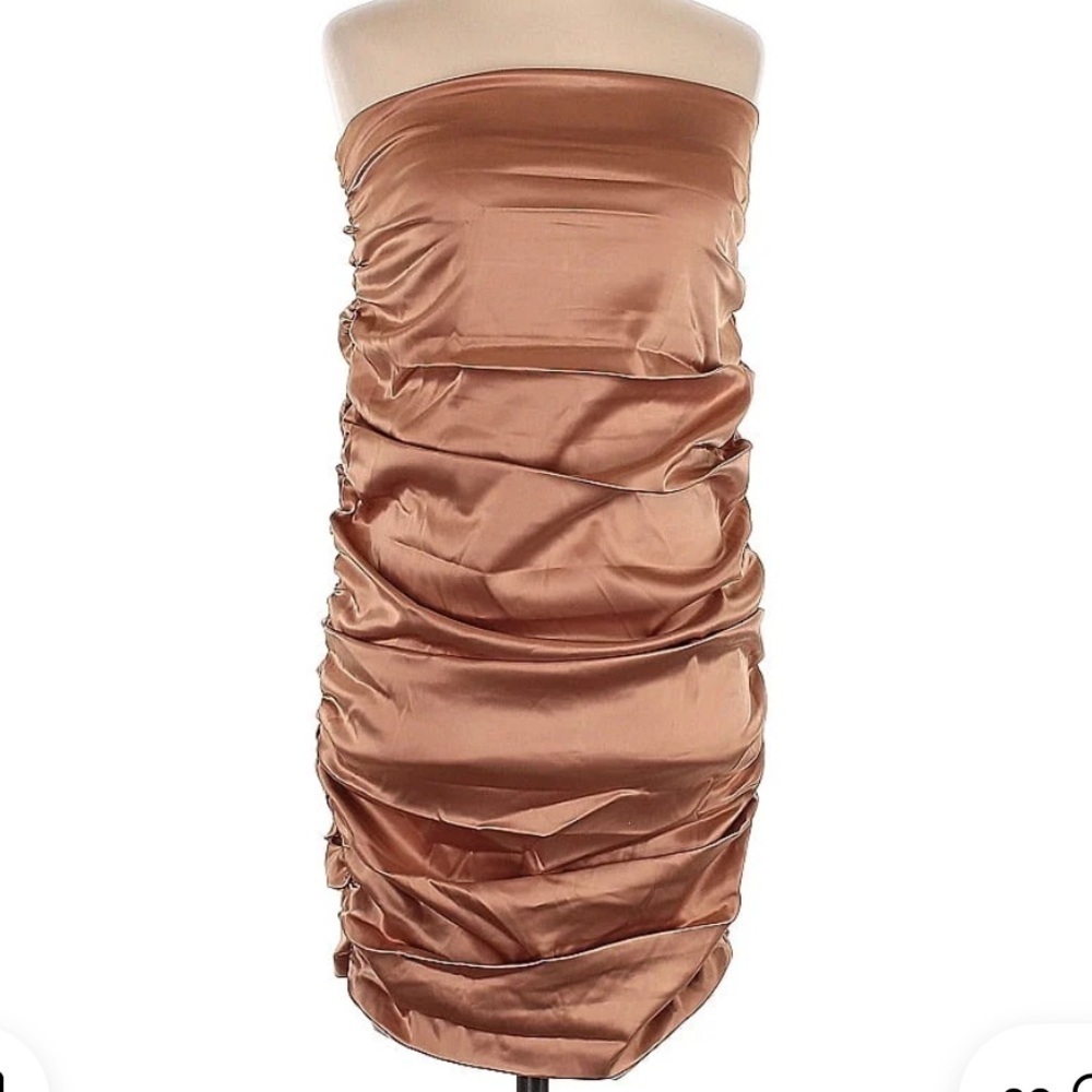 Naked Wardrobe Brown Tan Bodycon Tube Top Sleeveless Dress Small - Picture 2 of 4